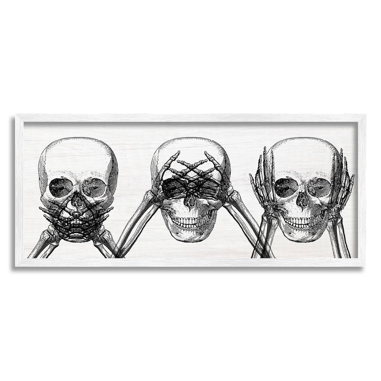 Stupell Industries Speak See Hear No Evil Skulls Framed Giclée Wall Art